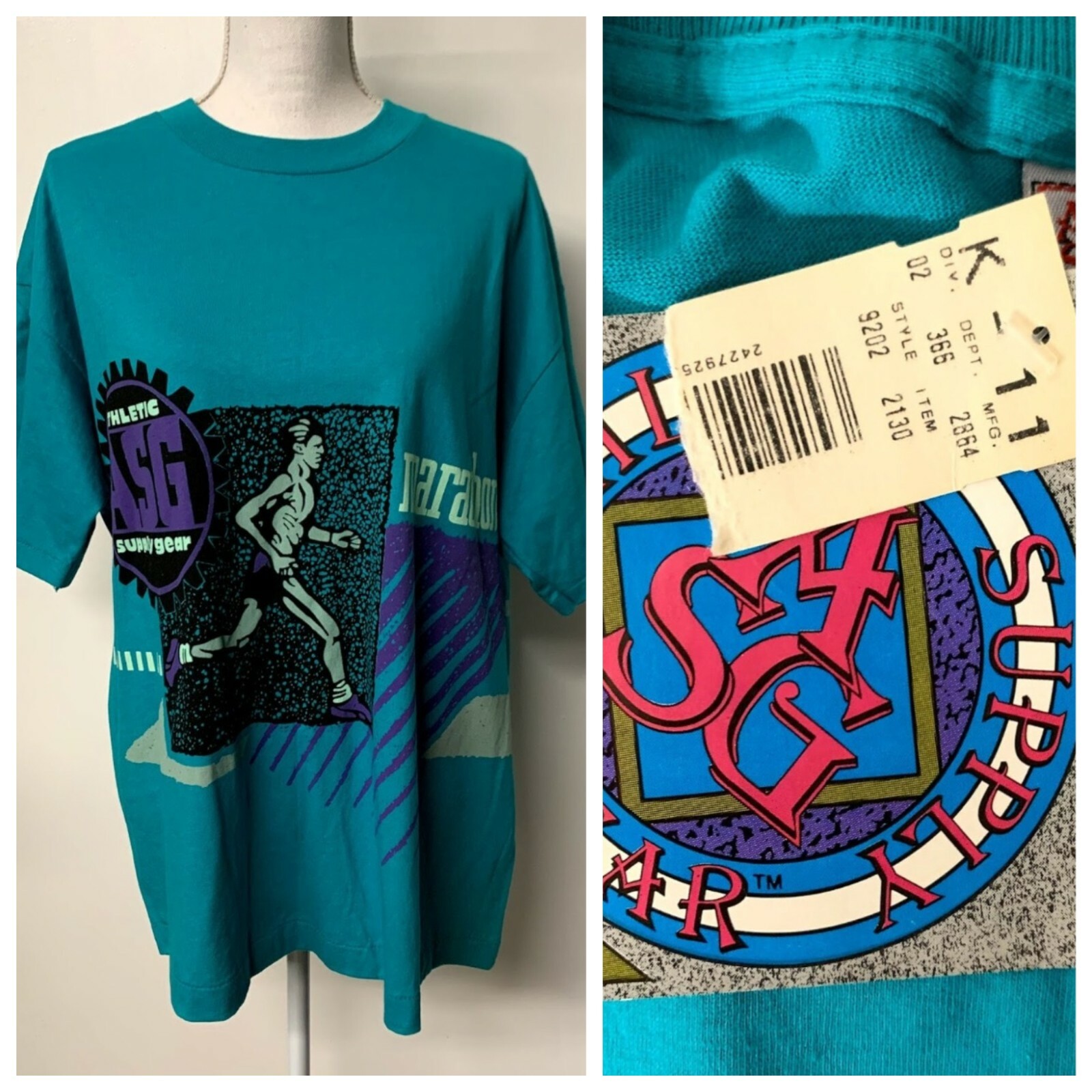 VTG Marathon 80s 90s Graphic T-Shirt NWT DEADSTOCK Athletic Supply Gear XL
