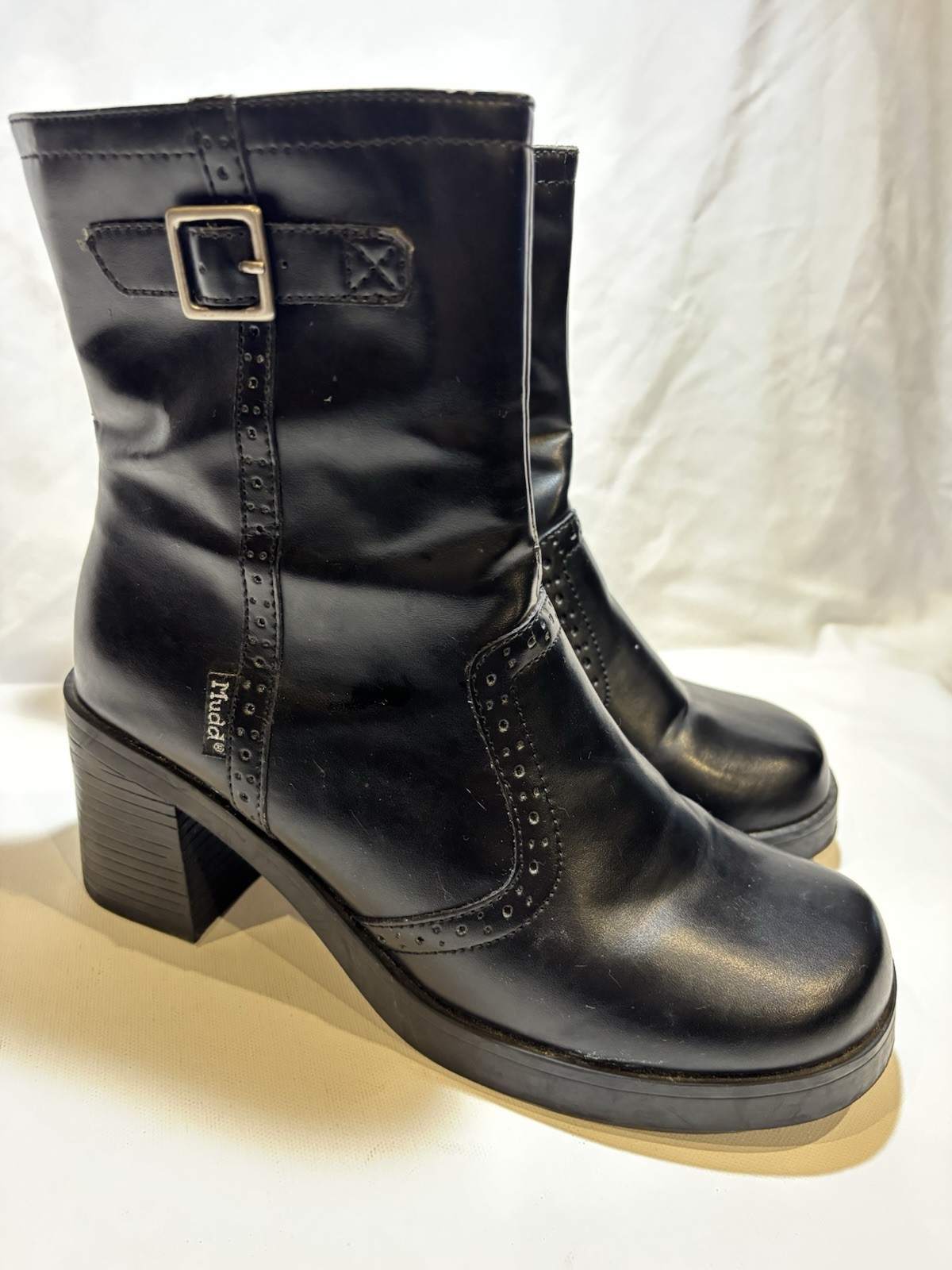 8.5M Vtg 90s Y2K Mudd Black Chunky Grunge Goth Platform Combat Boots