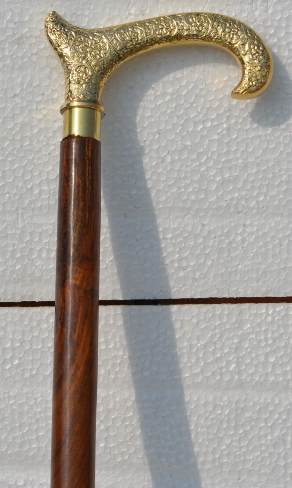 Brass Handle Golden Finish Nautical Wooden Walking Stick Walking Cane In 3 Fold