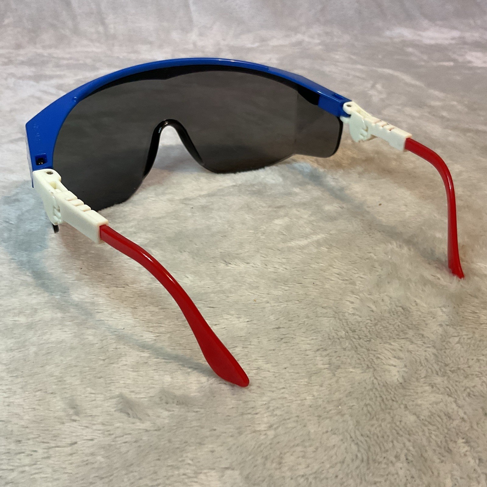Vtg Crews Sunglasses Shades Articulating Adj Arms Safety Red White Blue Taiwan