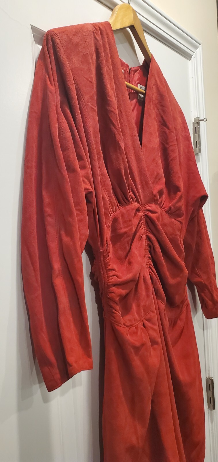 Vintage Red Leather Saks Fifth Ave Rickie Freeman For Teri Jon Dress Medium 10
