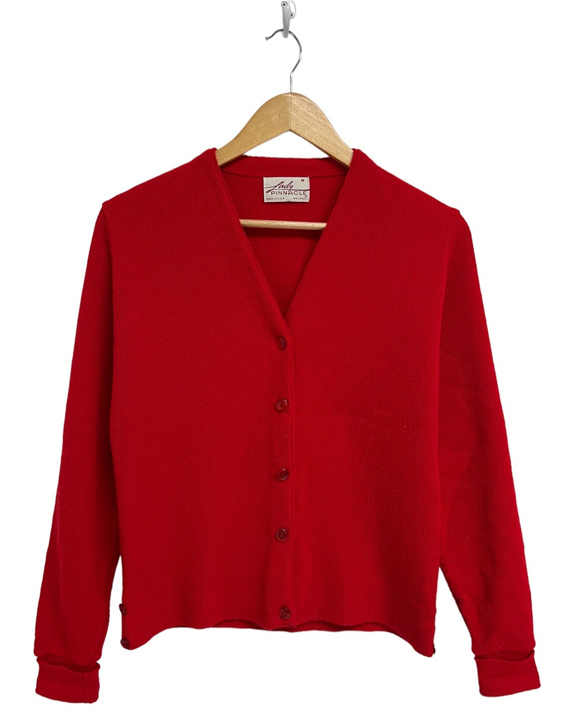 Vintage Lady Pinnacle Women’s Long Sleeve Bright Red V-Neck Sweater Size M