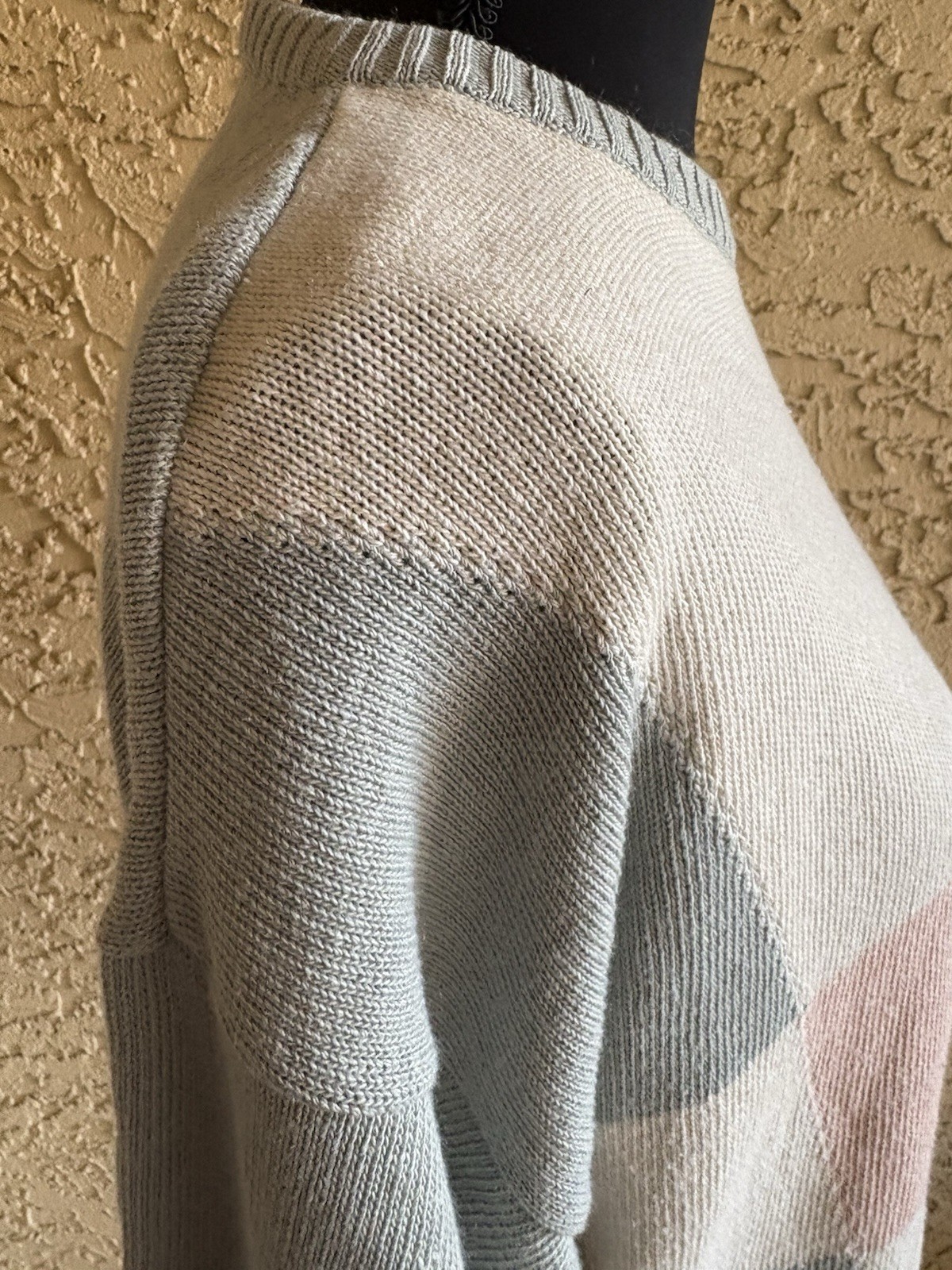 Vintage Women Sweater Como Layered Academia Cream Multi Color Crew Made Italy