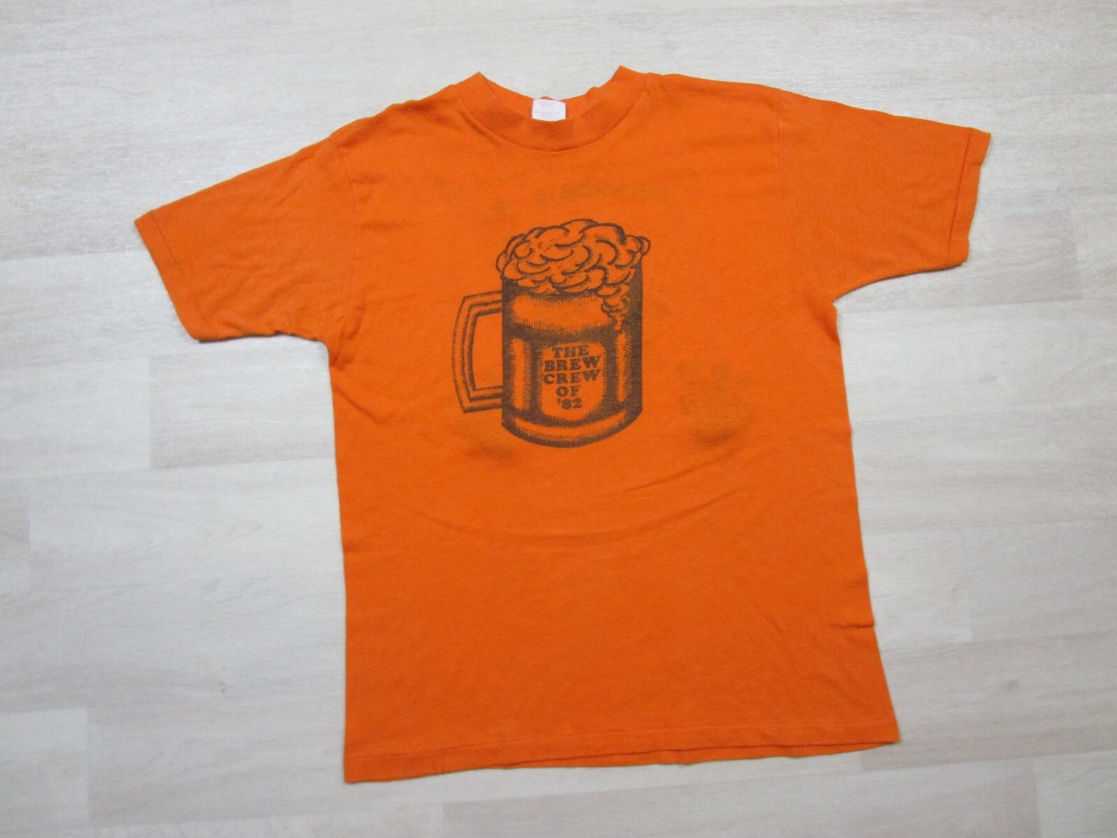 Vintage 1980’s Beer T Shirt (M) “Brew Crew” Class of 82′ Seniors Tigers Orange