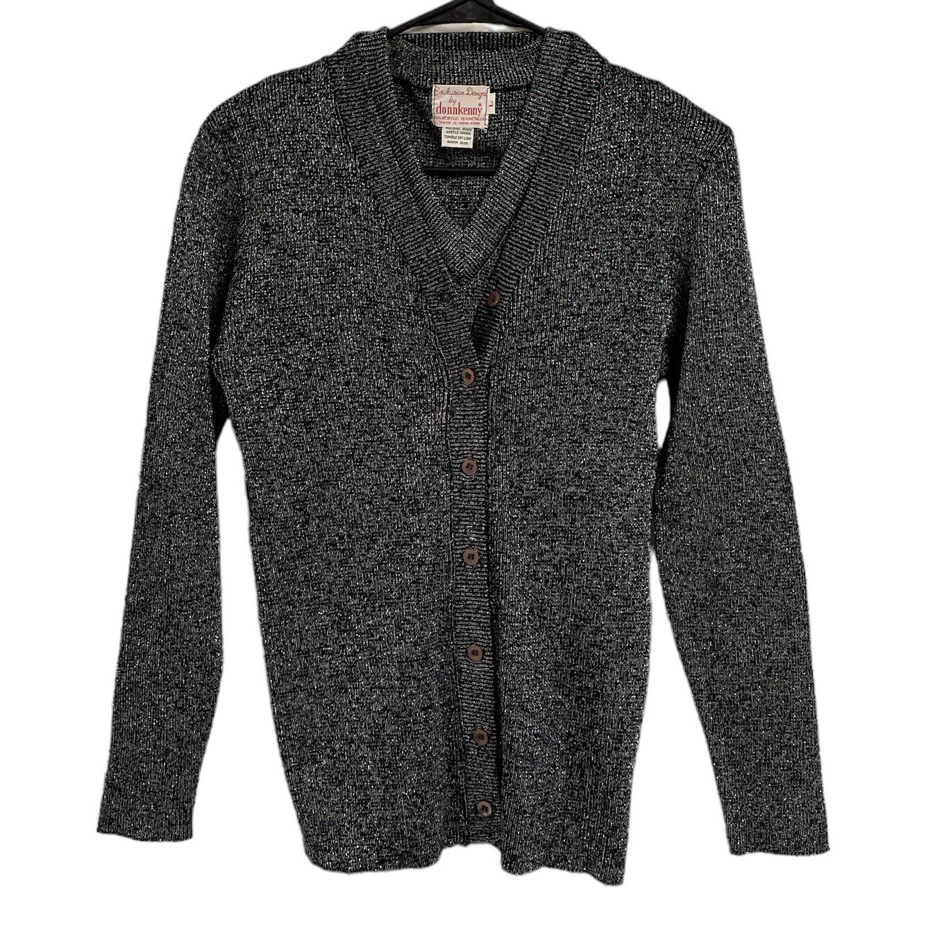 Exclusive Designs by donkenny Sweater Set Medium Black Silver Metallic Thread