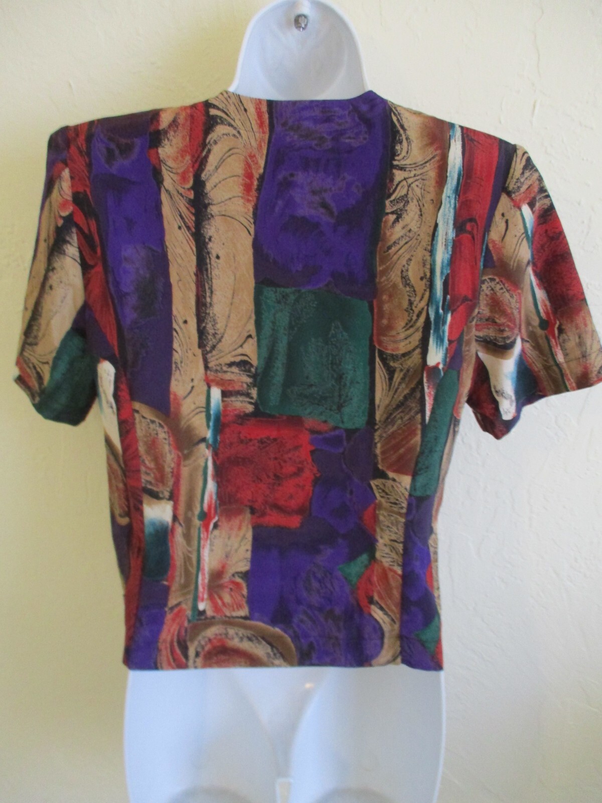 VTG 90’s Petite Sophisticate Size PS Collarless Top Abstract Print
