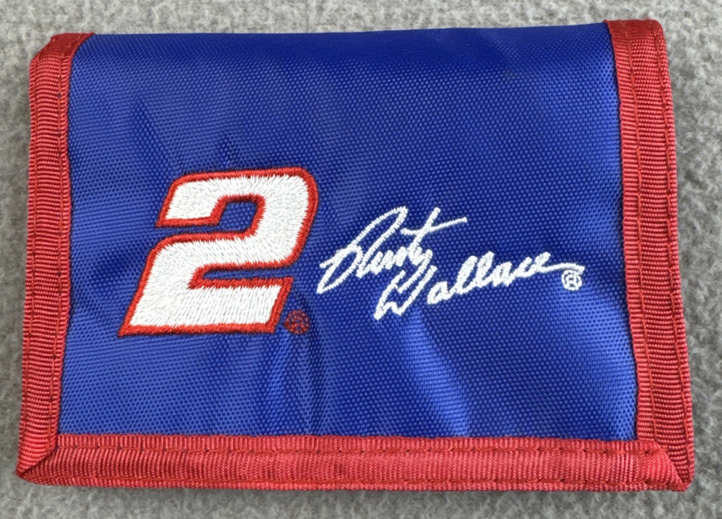 Rusty Wallace Miller Lite #2 Trifold Canvas Hook and Loop Wallet Red/Blue