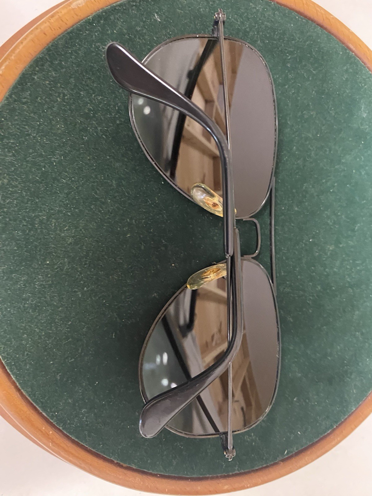 Vintage Bausch Lomb Ray Ban Aviator Driving Mirror Black Frame Sunglasses