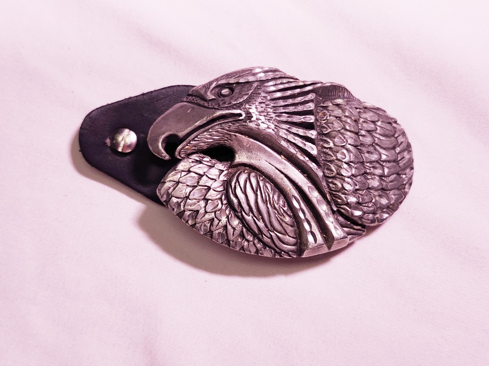 Vintage 1995 Eagle Head Belt Buckle – Unique – Silver Tone Metal EJC