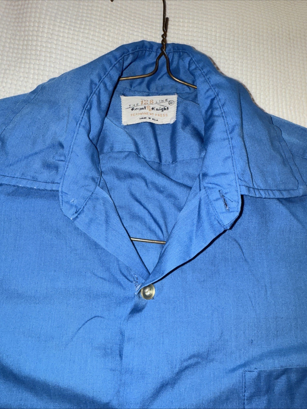 vtg ROYAL KNIGHT PERMANENT PRESS BUTTON FRONT SHIRT Light Green Mens 16.5 – 34