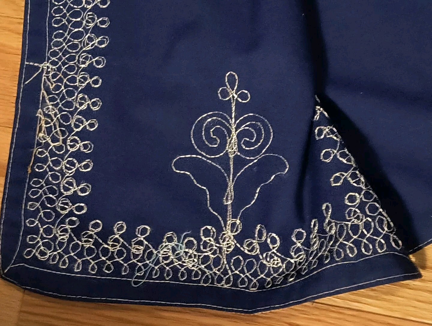RARE VTG Blue Ivory Embroidered Kaftan ORNATE Church Robe Dress Muumuu Caftan #7