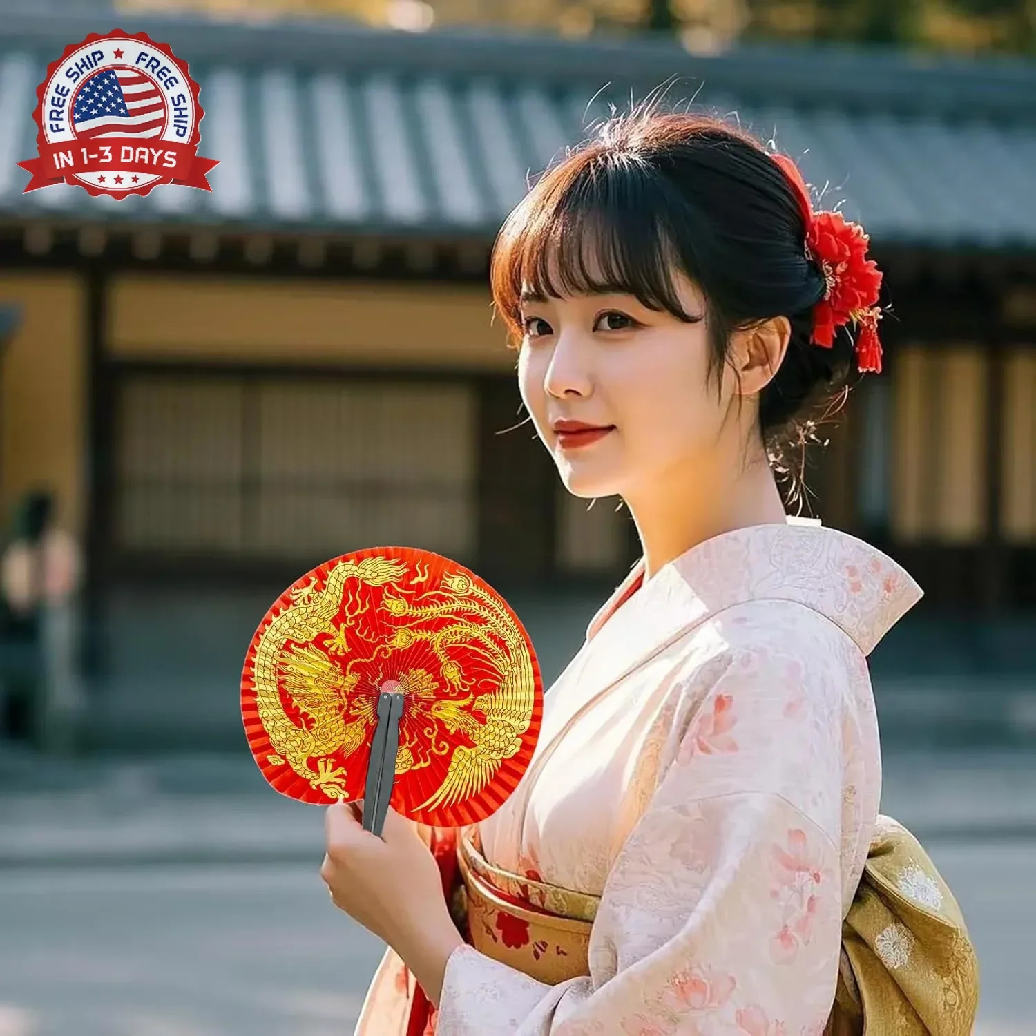 10 Pieces Chinese Paper Fans,Folding Hand Fans Handheld,Chinese Dragon New Year