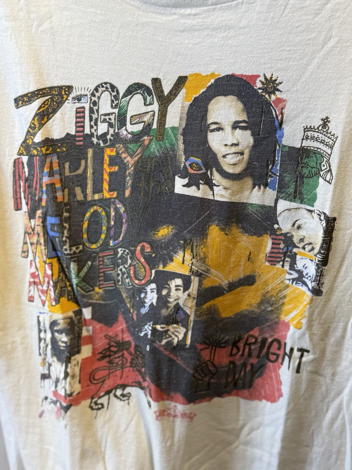 Vintage Reggae 1989 Ziggy Marley Melody Makers Size XL 22” X 28.5” Hanes Tag