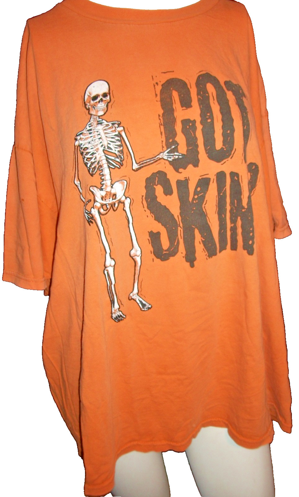 VTG 100% Cotton Graphic T Shirt Skeleton “Got Skin” Parody HALLOWEEN GRUNGE 2X