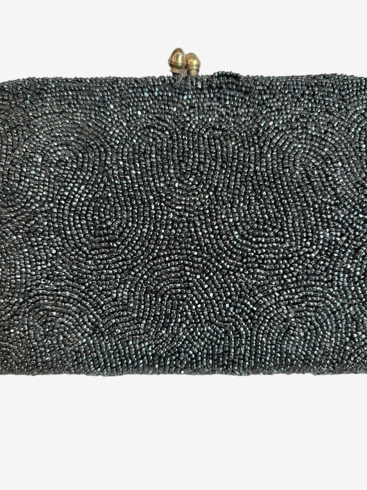 Vintage Hand Beaded Clutch Bag By Josef Belgium Black 8 In