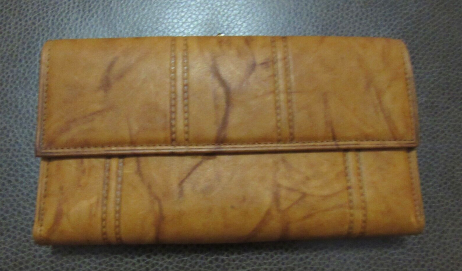 Di Lido 80s Vintage Ranchero Cowhide Checkbook Memo Pad Leather Wallet Brown Tan