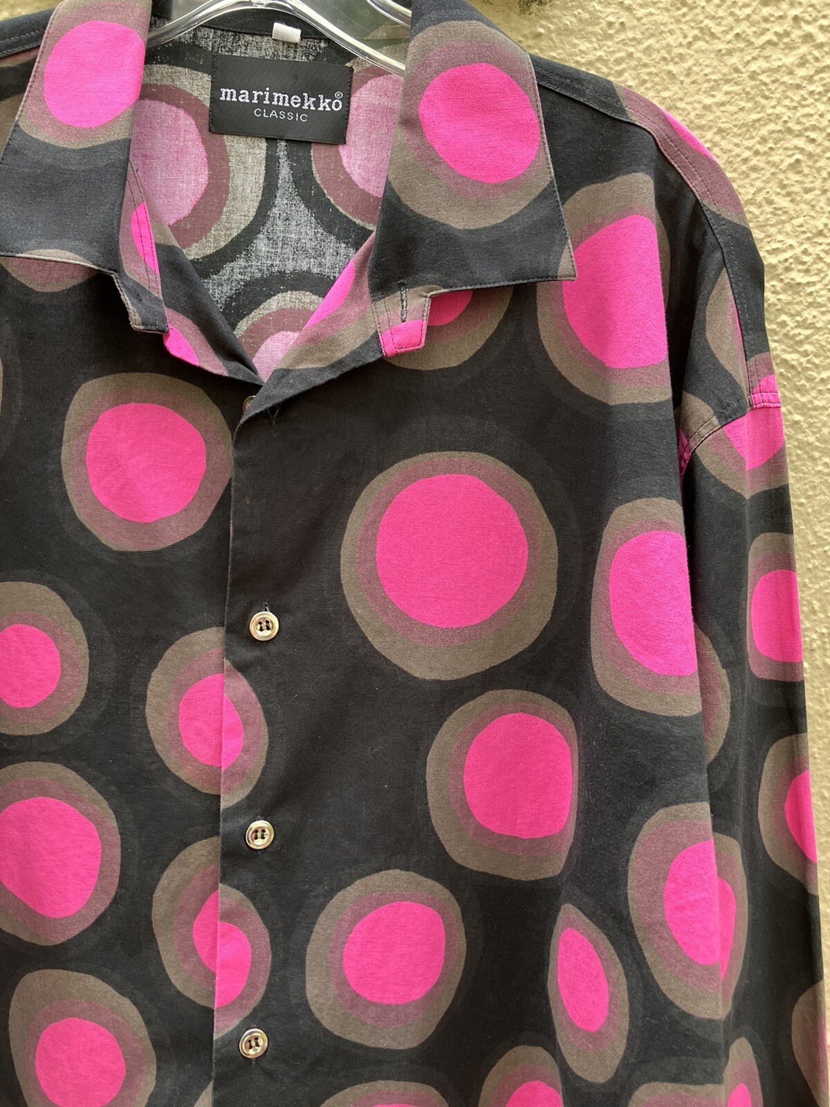 Vintage Marimekko Classic Men’s Shirt Mod Print Oversized MED 49W x 27L