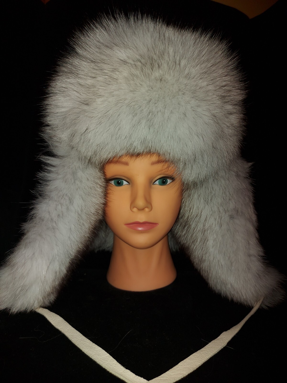FULL silver Fox Fur Ushanka Aviator Trapper VERY WARM Hat handmade Canada NEW
