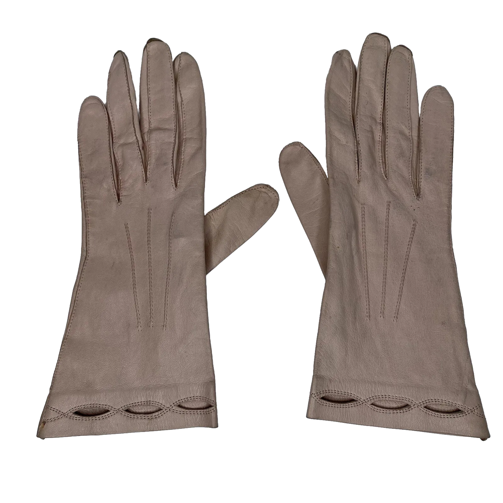 Sakowitz Bros Vintage Kid Leather Womens Ladies Pink Sz 6.25 Classic Gloves