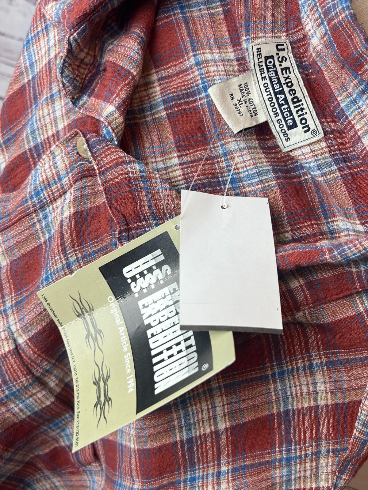 US Expedition Original Mens Shirt size XL Extra Large Vintage NWT Plaid Outdoor