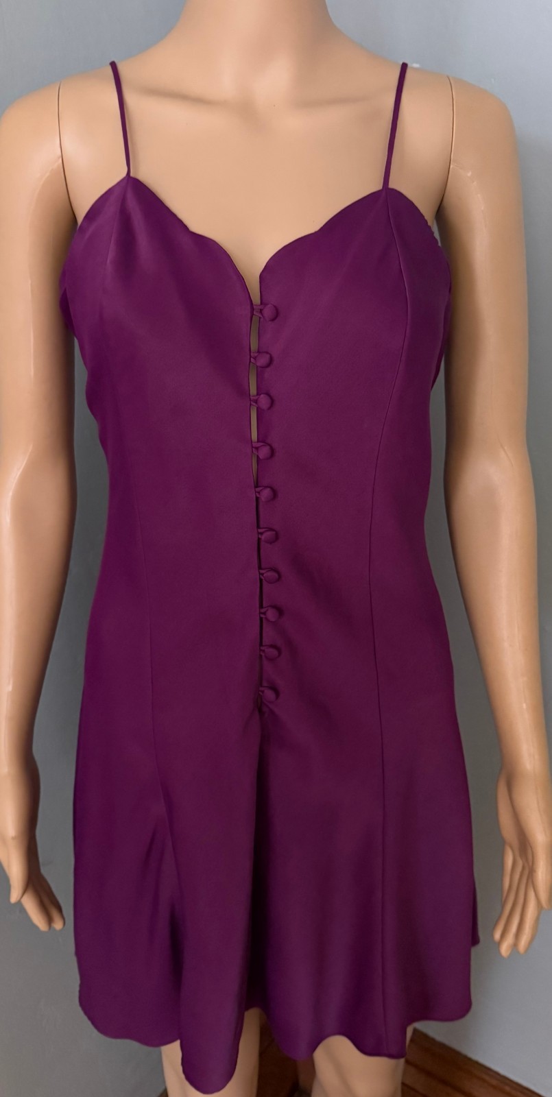 Vintage Victoria’s Secret Purple Soft Silky Poly Nylon Short Button Nightgown M