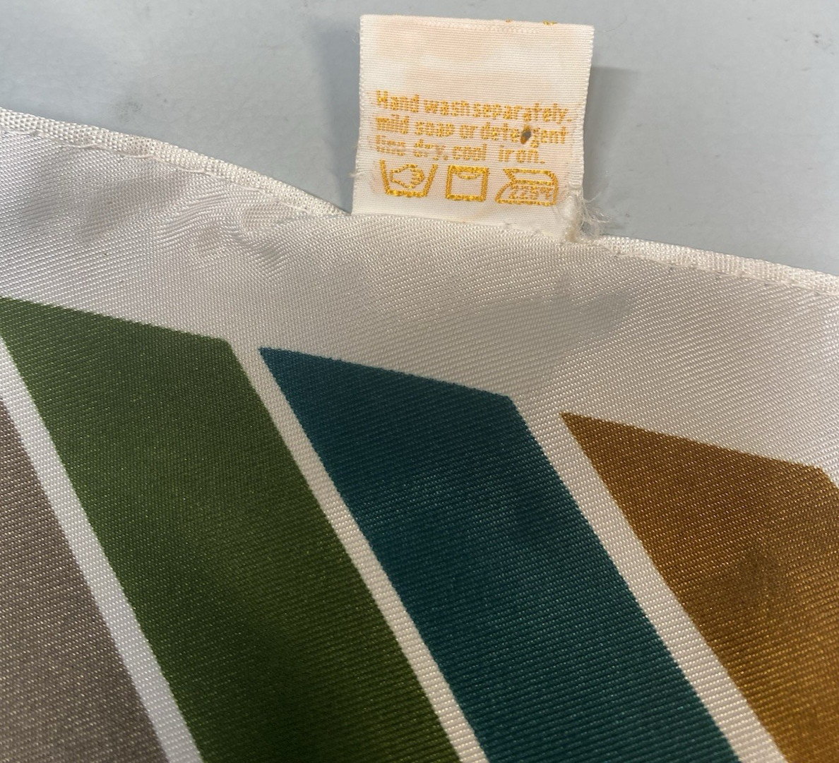 GLENTEX Vintage Scarf 60s 70s stripe green blue brown classic square JAPAN