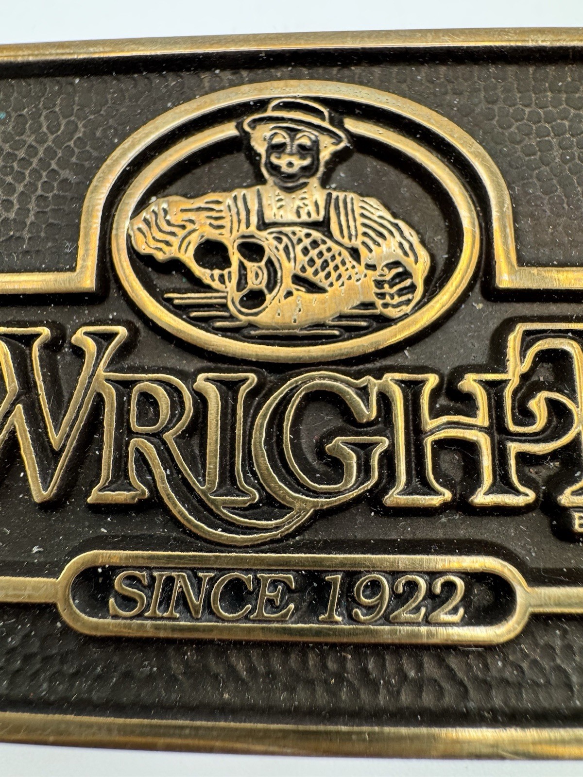 Vintage Wright Brand Brass Belt Buckle 75th Anniversary 1922-1997 Anacortes