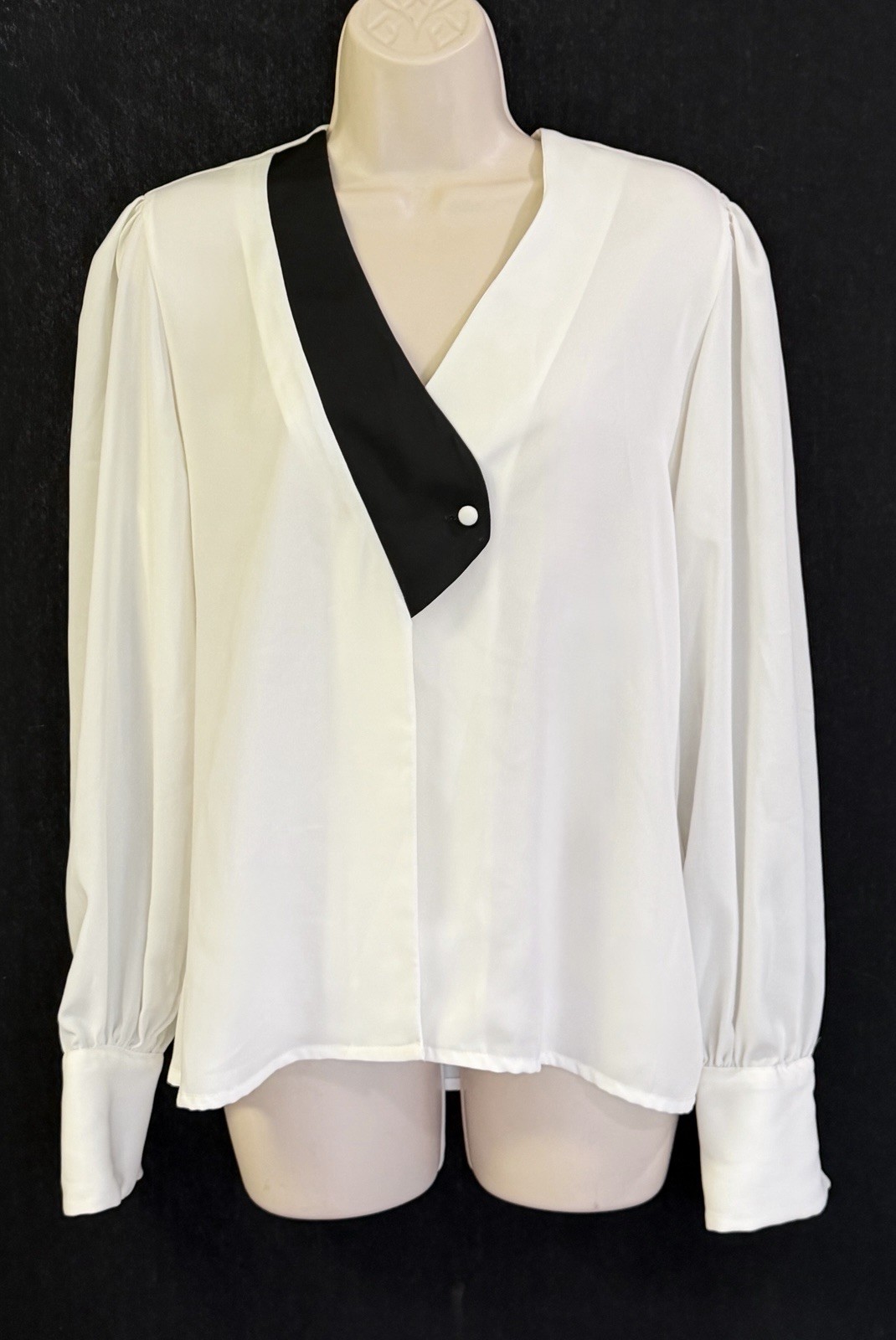 ROBERT KRUGMAN WOMENS VINTAGE DESIGNER SURPLICE BLOUSE SHIRT 10 LARGE L ACADEMIA