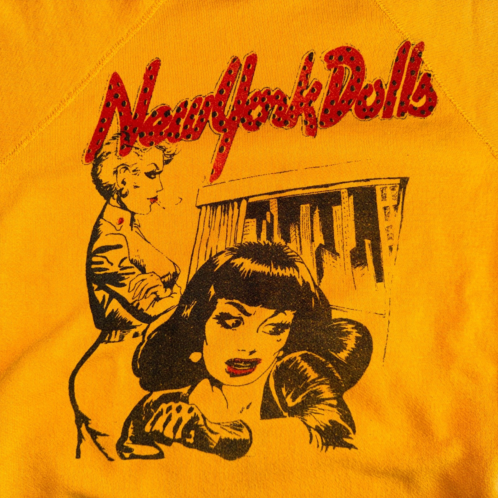 80s VINTAGE RAGLAN SHORT SLEEVE SWEATSHIRT W/ NEW YORK DOLLS GRAPHIC SZ 2XL