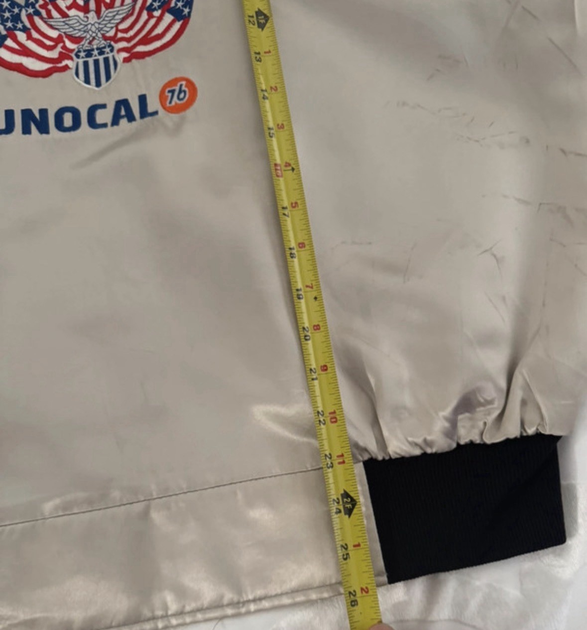 Vintage Unocal 76 Satin Racing Bomber Jacket Embroidery Masters USA Men’s XL