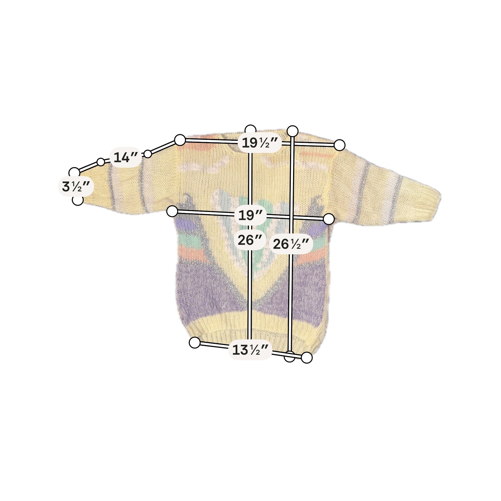 VTG Le Pull-Over Women Small 80s Pastel Knit Sweater Metallic Lurex Cream Korea