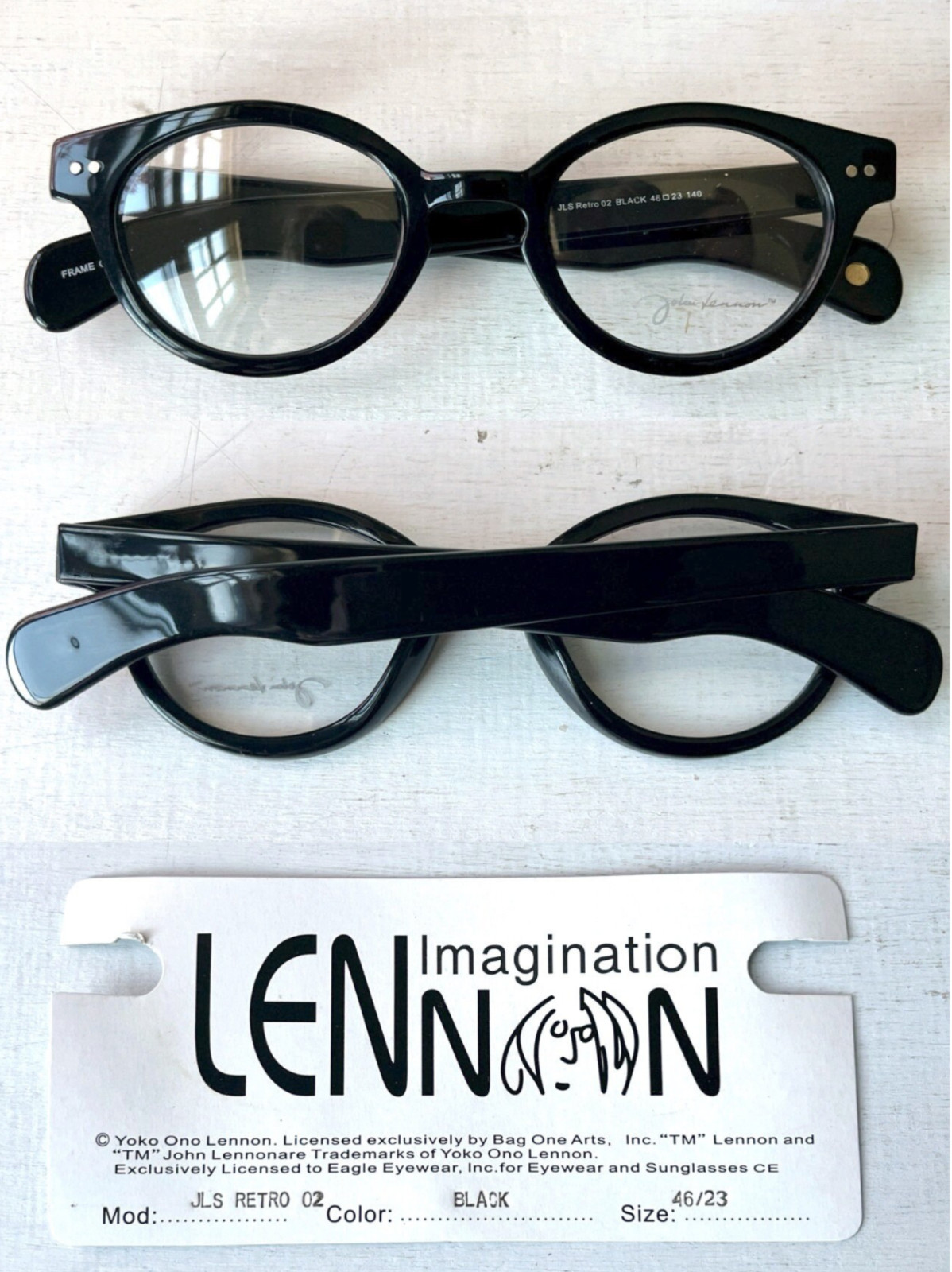 Vintage Eyeglasses John Lennon Retro 2 Eyewear Beatnik Paddle Temple Round Panto