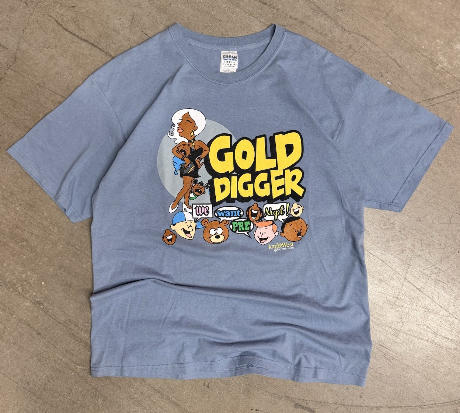 Vintage 2005 KanYe West Late Registration Gold Digger Size XL