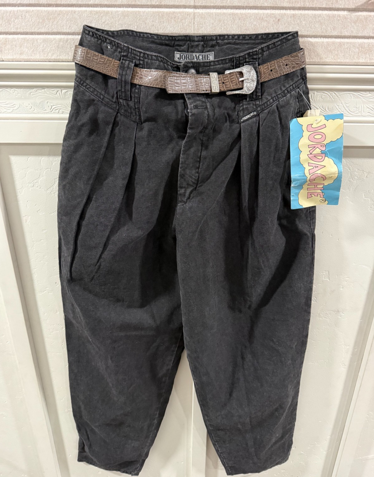 Vintage Jordache Black Highwaist Taper Pleated NOS Deadstock 80s 90s Sz 11/12
