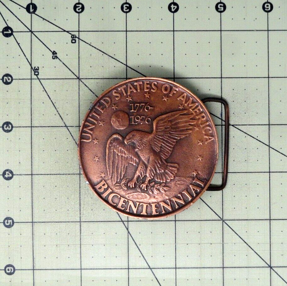 US Bicentennial Dollar Belt Buckle Novelty Vtg 1976 Indiana Metal Craft .SHY840