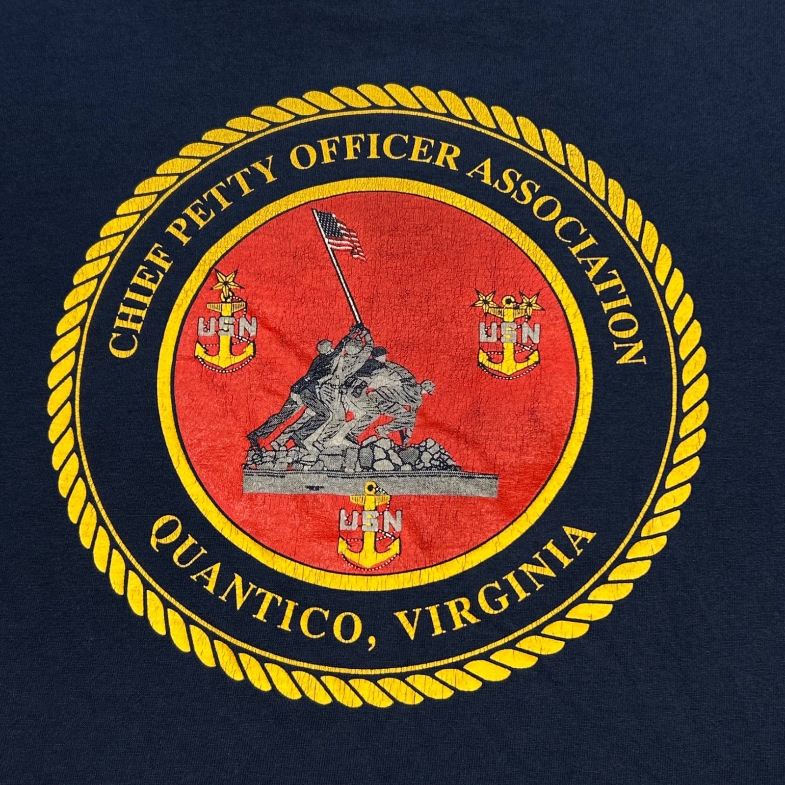 Navy US Navy Chief Quantico T Shirt XL Mens Distressed Vintage Ripped