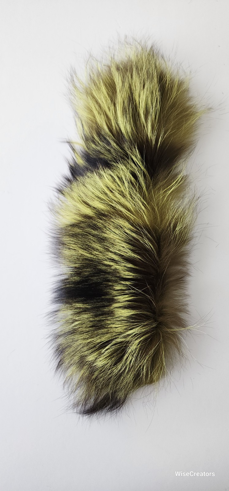Luxury Lime Green Black Dyed Fox Fur Trim Collar Cuff Hood Accent 13.25″