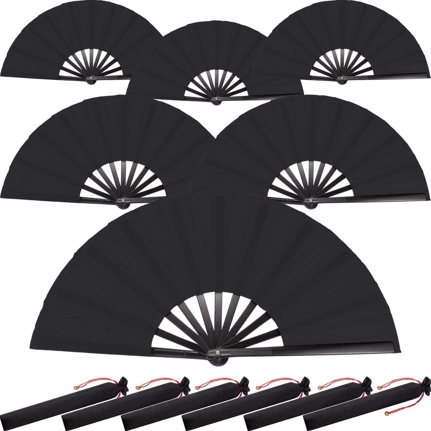 6 Packs Large Folding Hand Fans 13” Chinese Handheld Fan Large Clap Fans for…