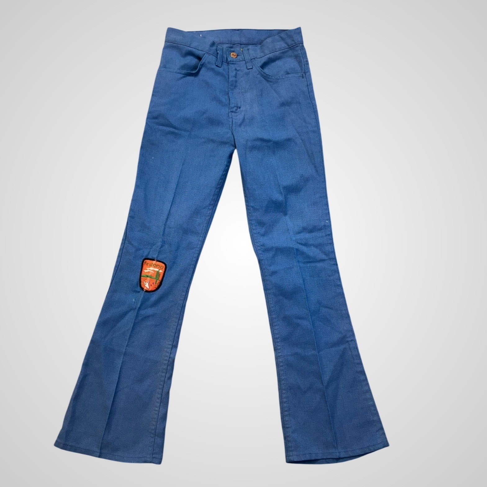 Levi’s Sta-Prest Trouser Mens 26×29 Blue Good VTG Flare Hopsack Arizona Patch