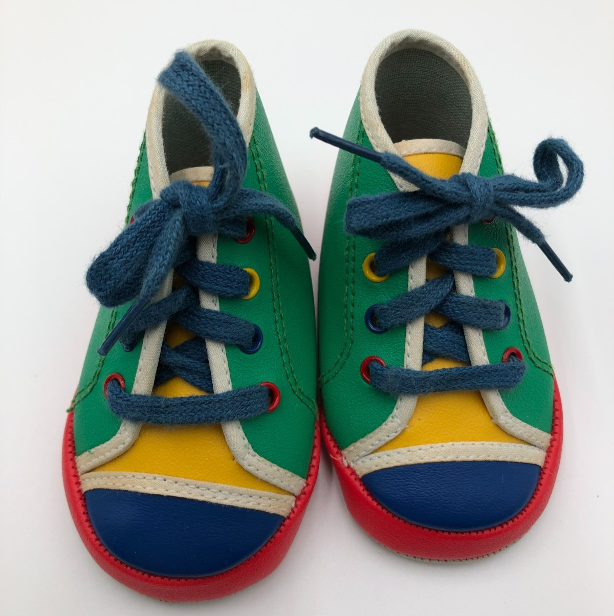 Vintage Gold bug green, red, blue, yellow Baby Shoes size 1