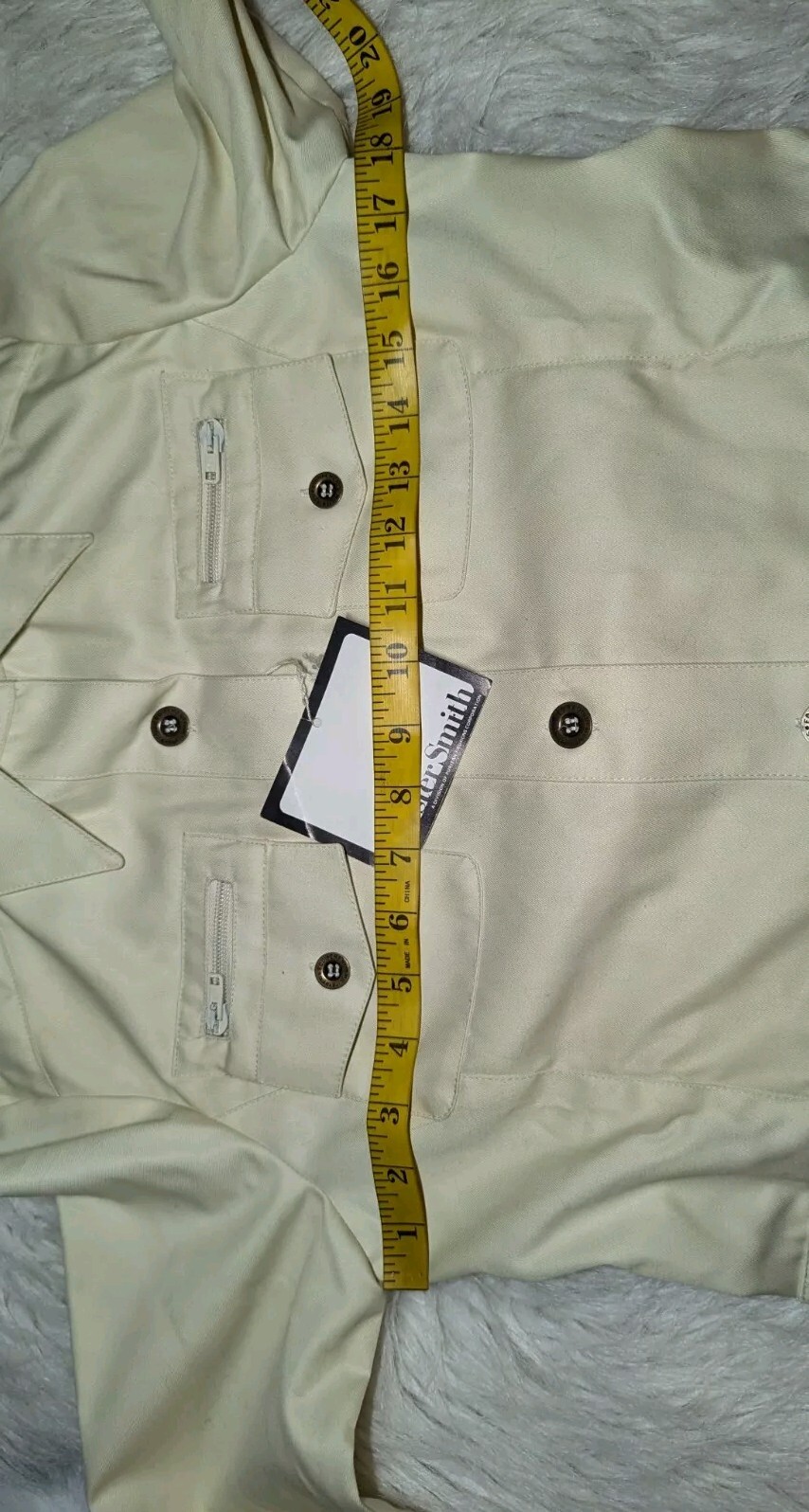 VTG 80s CHESTER SMITH 10 Pocket IVORY Button Up Shirt Jacket SHACKET Women’s 8