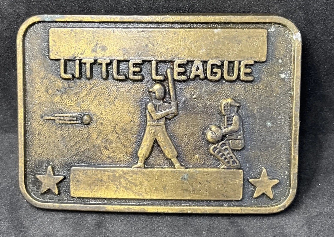 VINTAGE 1970s **LITTLE LEAGUE BASEBALL** BELT BUCKLE Brass