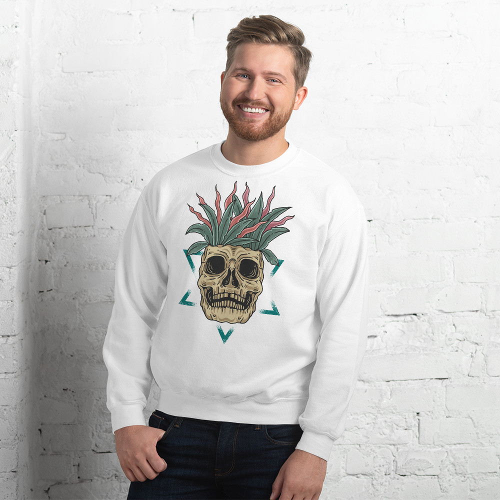 Death Skull Long Sleeve Shirt, Unisex Skull Sweatshirt,Skull Skeleton Head Shirt