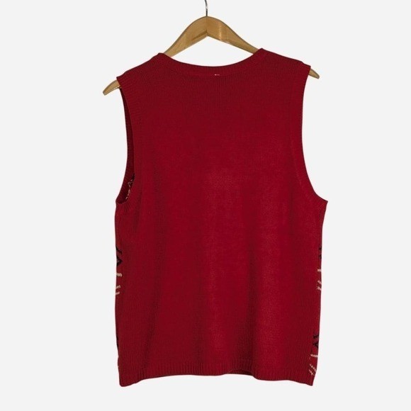 Vintage Capacity Star Heart Applique Patriotic Knit Sweater Vest Medium