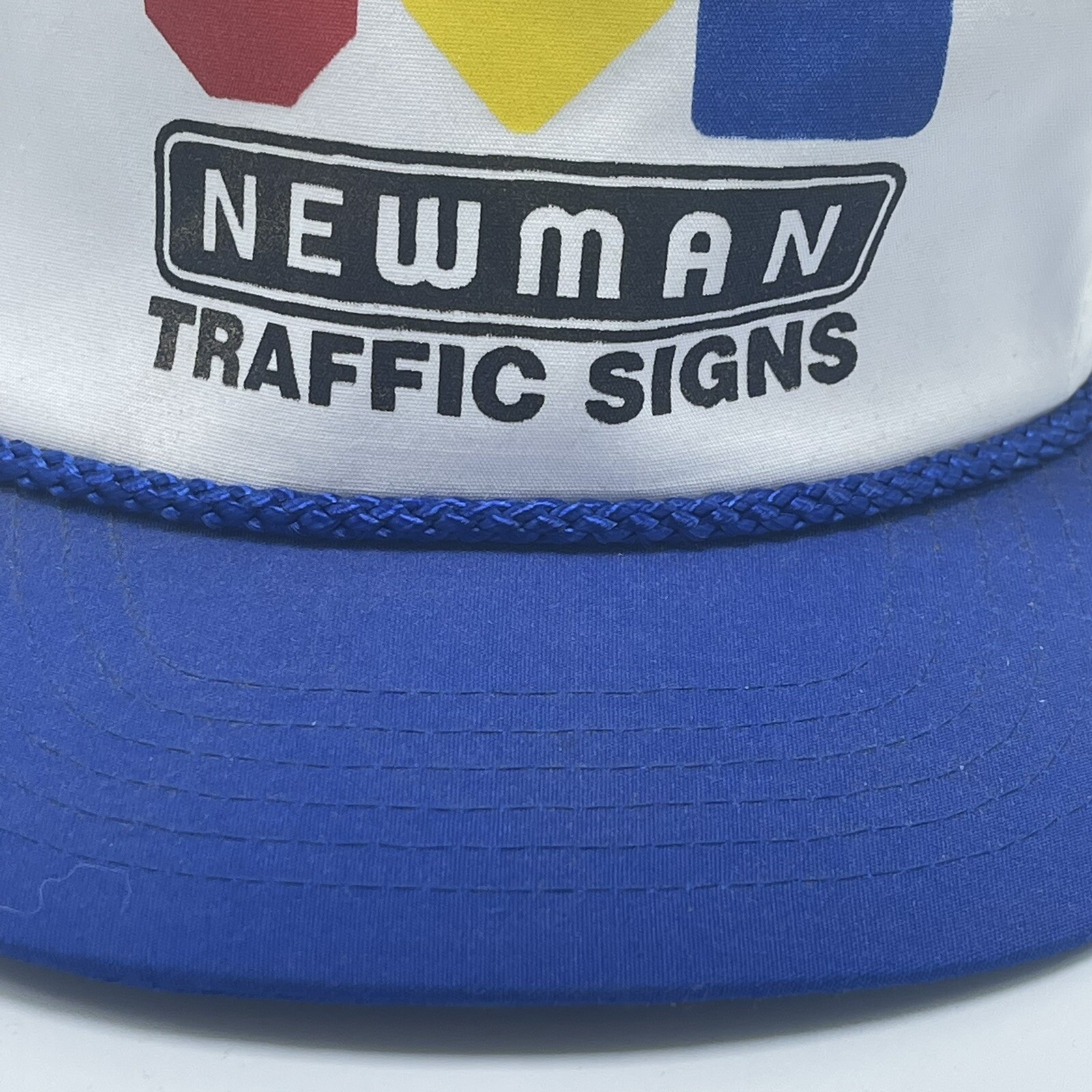 Vintage Newman Traffic Signs White & Blue Strapback Hay