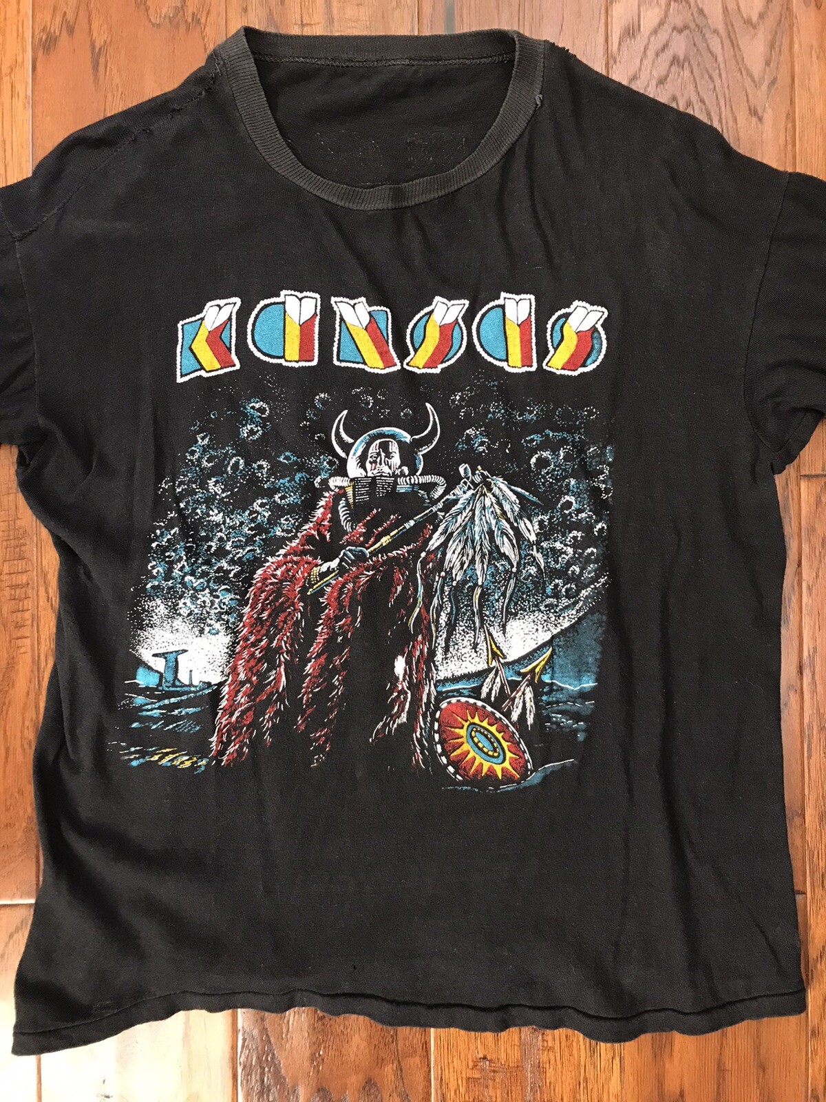 Kansas Original Vintage Hard Rock Arena Rock Worn Down Used Aged T-shirt