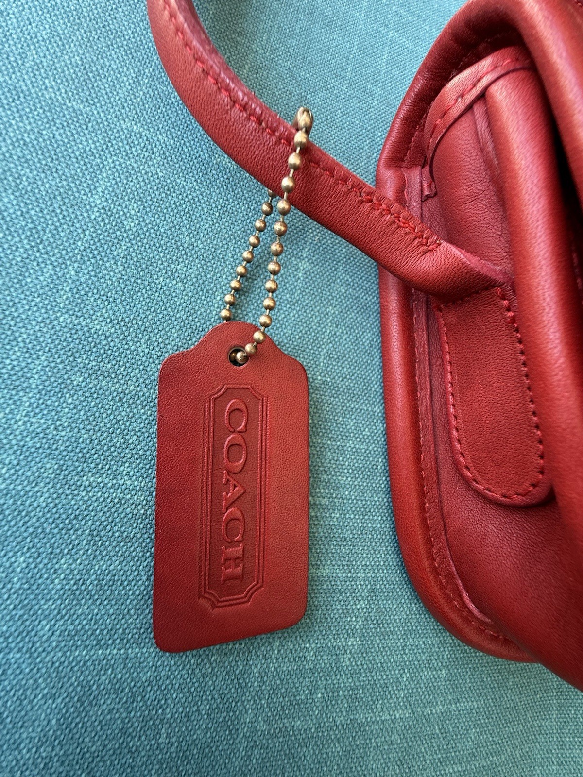 Vintage Coach Red Dinky 9375 Bag Made in New York City NYC 80’s w/Paperwork