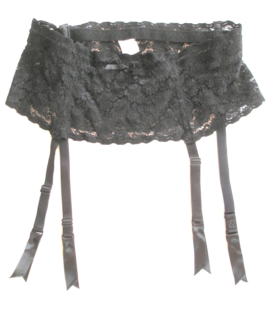 Vintage Garter Belt by Leggs Silken Mist BLACK LACE & Satin Straps Size Sm/Med