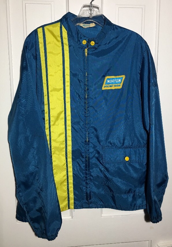 Vintage 60s NORTON Racing Team Nylon Jacket Patch/Stripes Cafe Racer MOTO Sz S