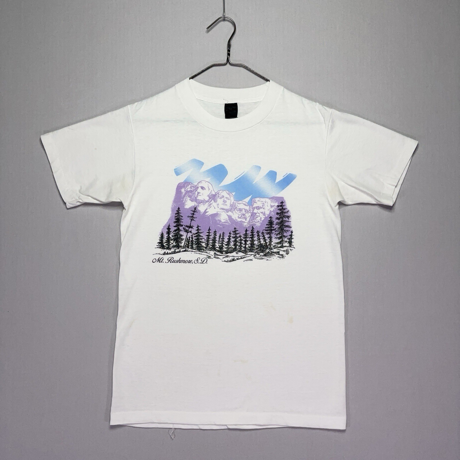 VTG 90s Mount Rushmore Shirt – Wildlife Wilderness Art Tee – White – SM / MED
